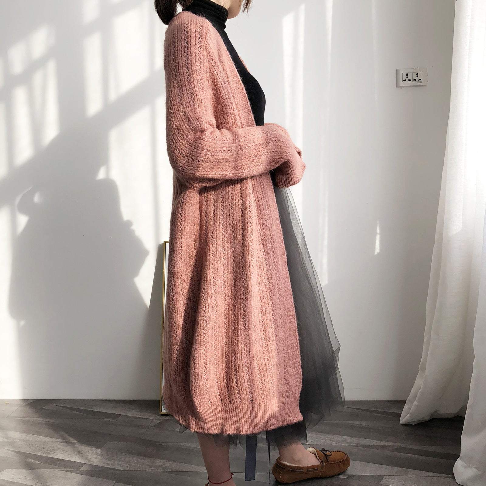 2021 New Autumn Women Sleeve Knitting Cardigans Long Coat Jumper Cable Poncho Female Jacket A43p