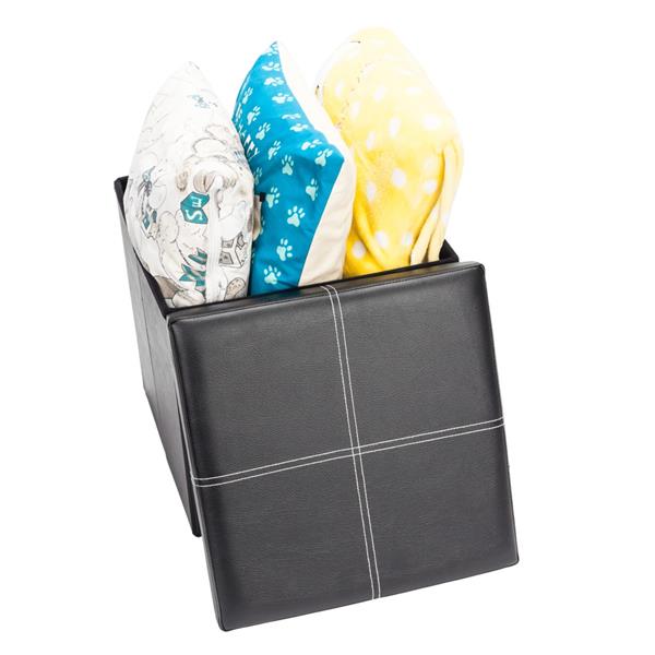 Living Room Furniture ottomans waterproof foldable [FCH] PU Leather Belt Line Footstool Black