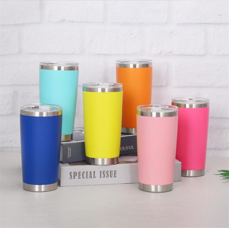 16 Colors 20oz Tumblers Stainless Steel Vacuum Insulated Double Wall Wine Glass Thermal Cup Coffee Beer Mug With Lids For Travel FY4412