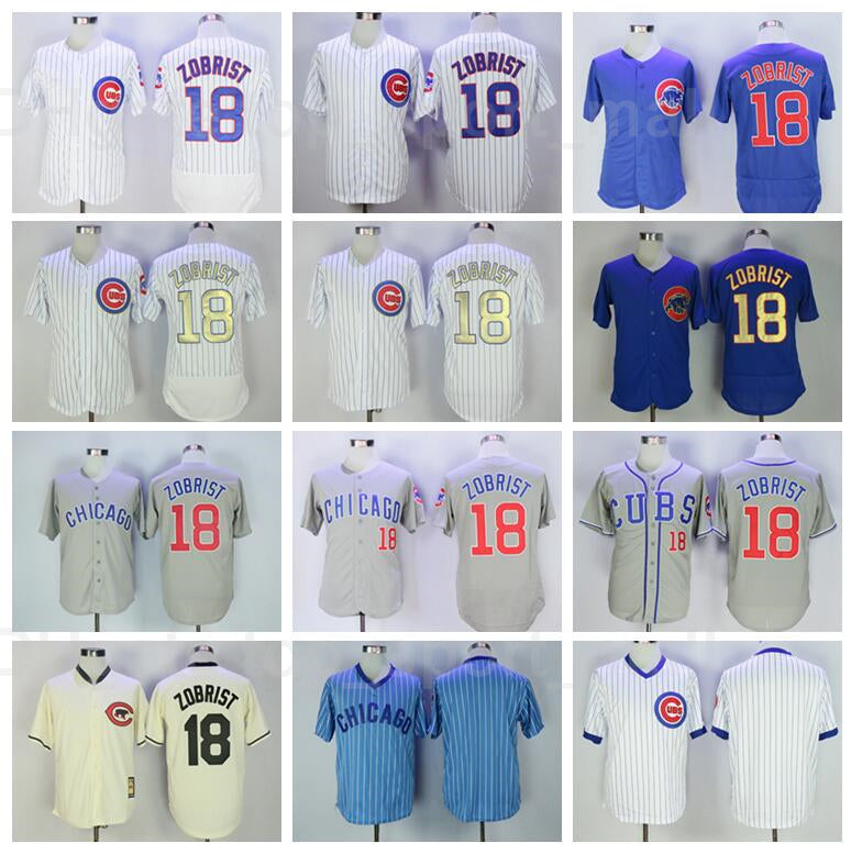 Retror 2016 Vintage Baseball 18 Ben Zobrist Jersey Retire Blue White Grey Beige Stitched Cooperstown Cool Base Pullover High Quality Men