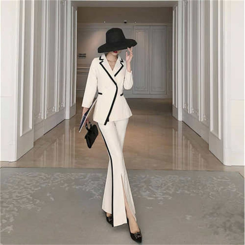 Female Professional Office Luxury Piece Women&#039;s Clothes Together Two Pieces White Jacket ~pants 1hmf