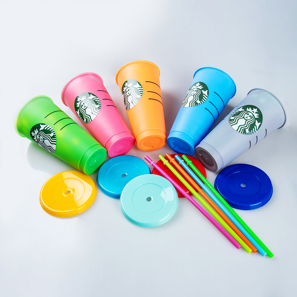 24oz Tumblers Plastic Drinking Juice Cup With Lip And Straw Magic Coffee Mug Starbucks plastic Transparent cup DHL Shipping FY24