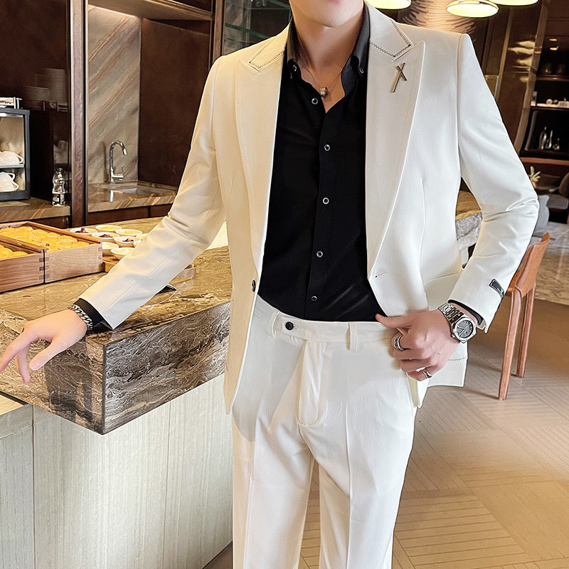 Quality Modern White and Man Clothes Gentleman Attire Elegant Dandy Blazer Classic Italy Rhqy