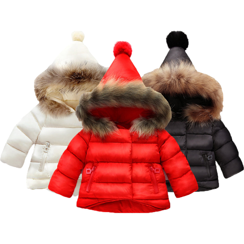 Coat Cotton Warm Girls Jacket For Baby Girls Winter Fur Hooded Kids Outerwear Children Clothing Toddler Girl Jackets