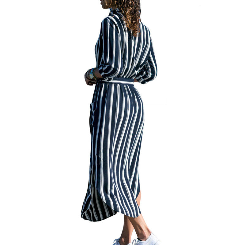 2021 New Turn-down Collar Long Sleeve Print Office Ladies Women Casual Pocket Beach Plus Size Streetwear Chiffon Cl92