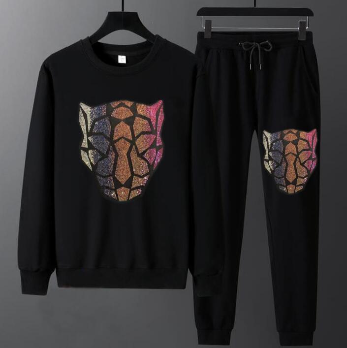 2021 New Winter Tracksuit Sets Hot Drill Men &#039;s Casual Fashion Pullover Diamond Stone Hoodies Sweatpant Sqbj