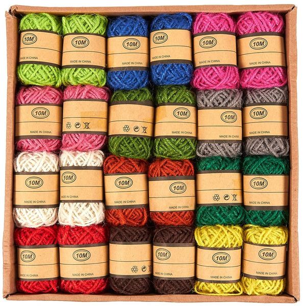 Natural Jute Twine Rope for Crafting, 11 Yard Roll (24-Pack)