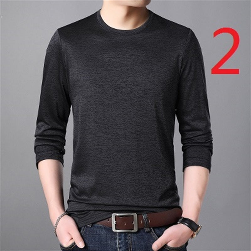 2021 Winter Thickened New Long-sleeved T-shirt Men&#039;s Silk Bottoming Shirt Round Neck Tide Youth Z0bi