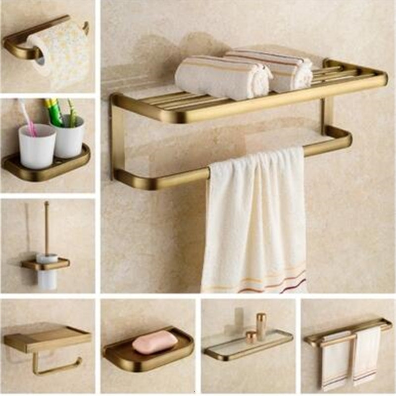2021 New Free Shipping,solid Brass Accessories Set, Antique Robe Hook,paper Holder,towel Bar,soap Basket,towel Rack Bathroom Set Ltk1