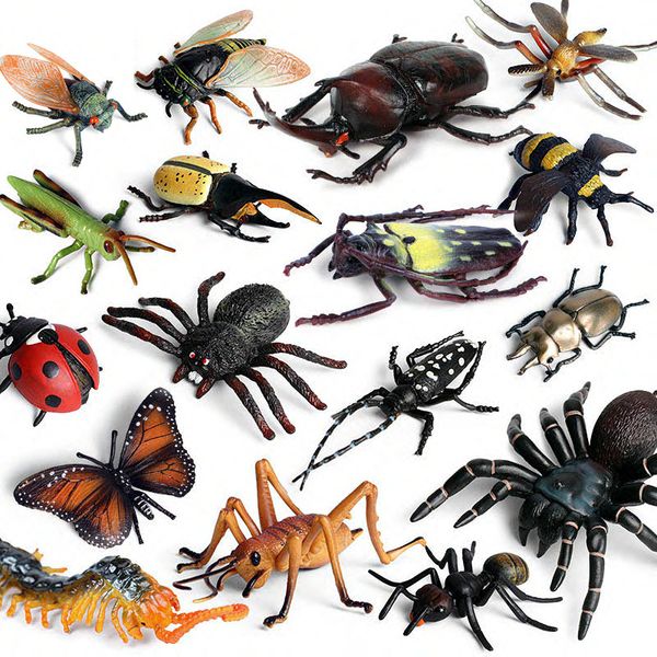 1Pcs Insect Animals Model Butterfly lizard Cricket Spider Bee Action Figures Mantis Figurine Miniature Educational Kids Toy Gift C0220