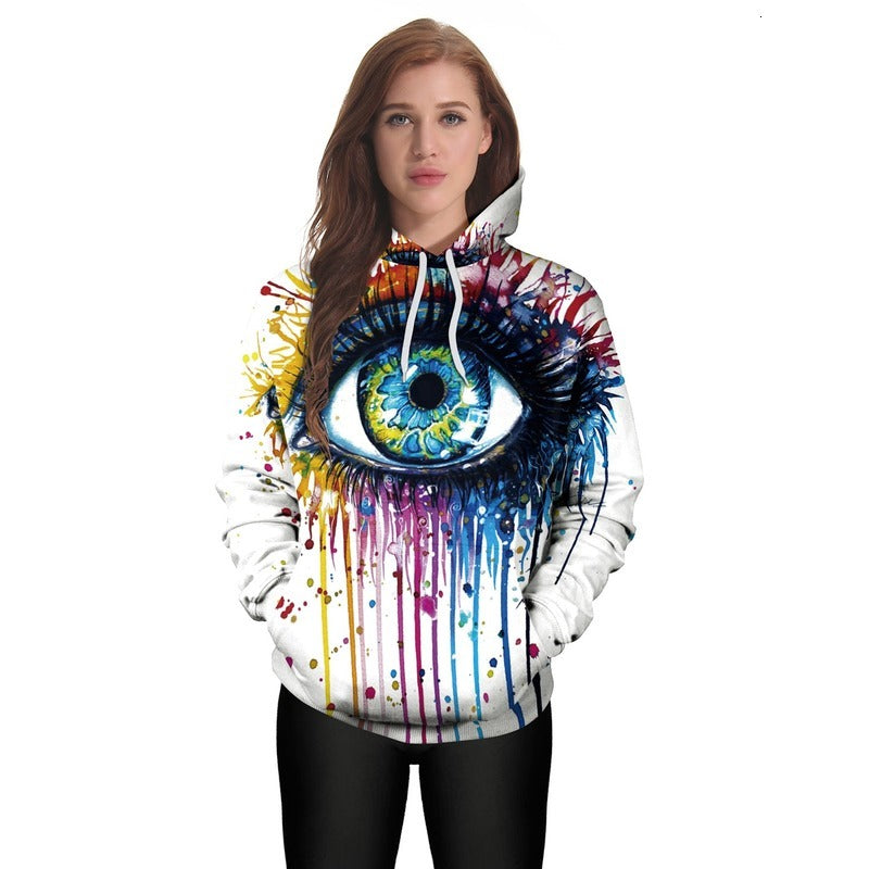 2021 Fashion Streetwear Big Eye Printed Oversized Hoodie Women Sweatshirt Pullover Casual Autumn Hoddies for Teens Clothing Nhvn