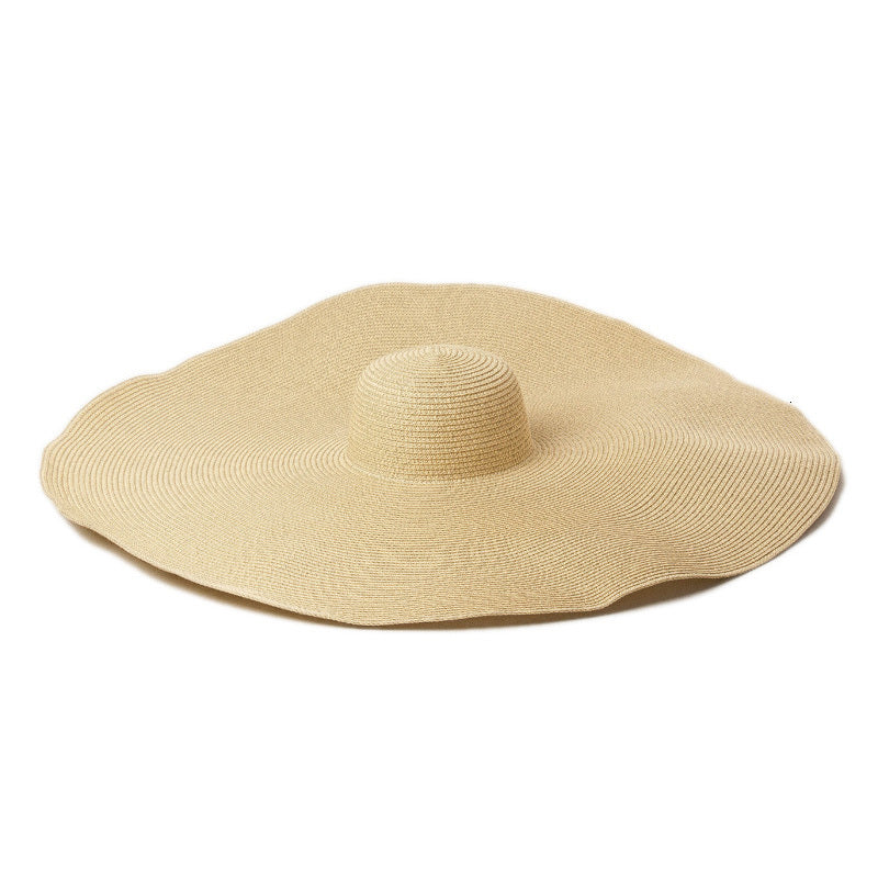 2021 New Elegant 30cm Large Floppy Paper Straw Sun Hats for Women Ladies Beige Khaki Black Huge Wide Brim Derby Anti-uv Beach Hat G1p9