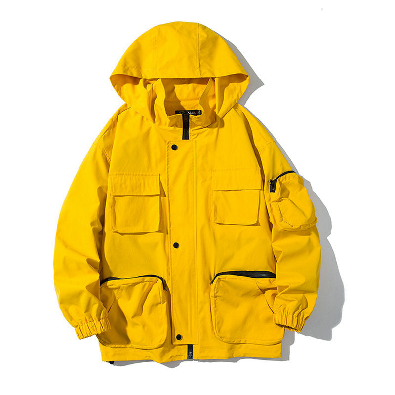 2021 New Cargo Bomber Windbreaker Hoodie Jacket Men&#039;s Autumn Pocket Design Hip Hop Jackets Streetwear Men High Quality Coats Vh7j Tgum