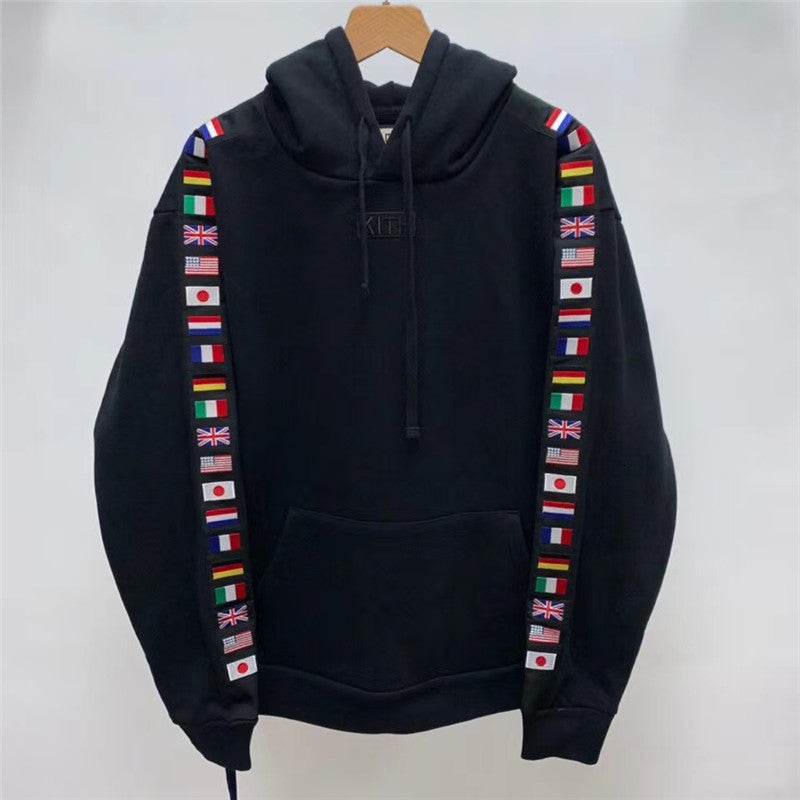 2021 New Box Kith Love the City Hoodie Men Women Embroidery Flag Ribbon Heavy Fabric Pullovers Harajuku 456z