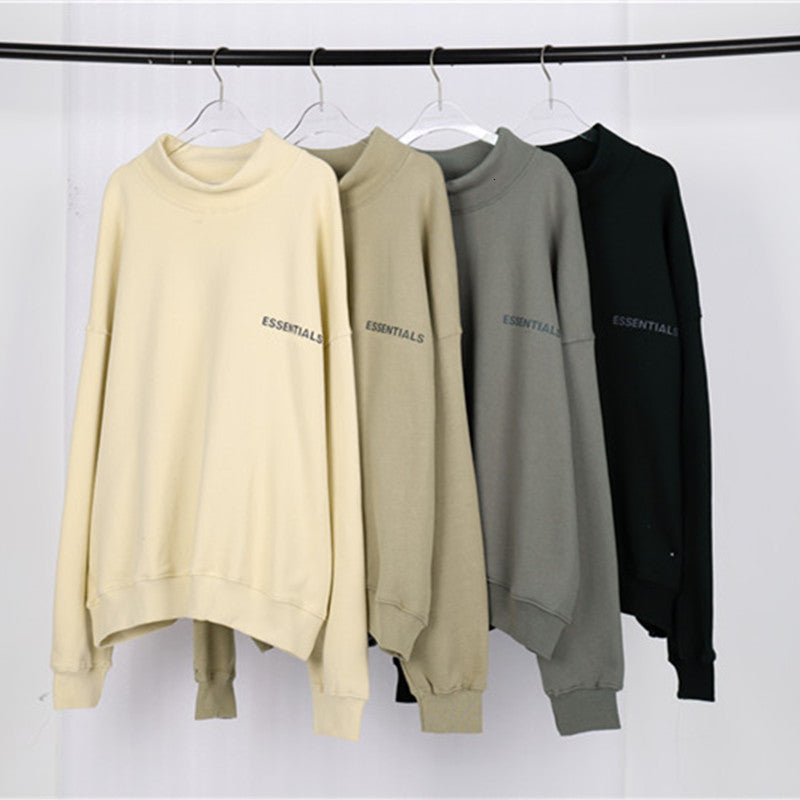 2021 New Fog Turtleneck Sweatshirts Men Women 1:1 High Quality Loose Pullover Newest Grey Apricot Essentials Hoodie Y896