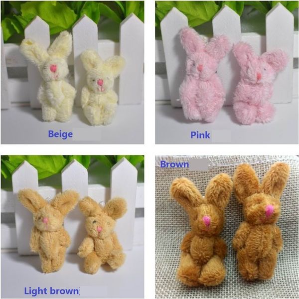 Wholesale 100pc-Lot 4cm Soft Mini Joint Rabbit Pendant Plush Bunny For Key Chain Bouquet Toy Doll DIY Ornaments Gifts#202160