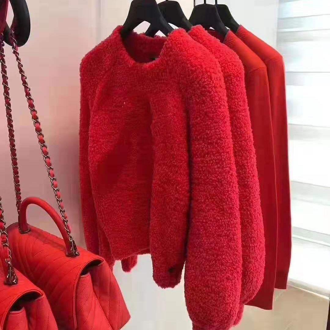 Net red autumn winter knit long sleeve sweater and thick warm bubble sleeve sweater