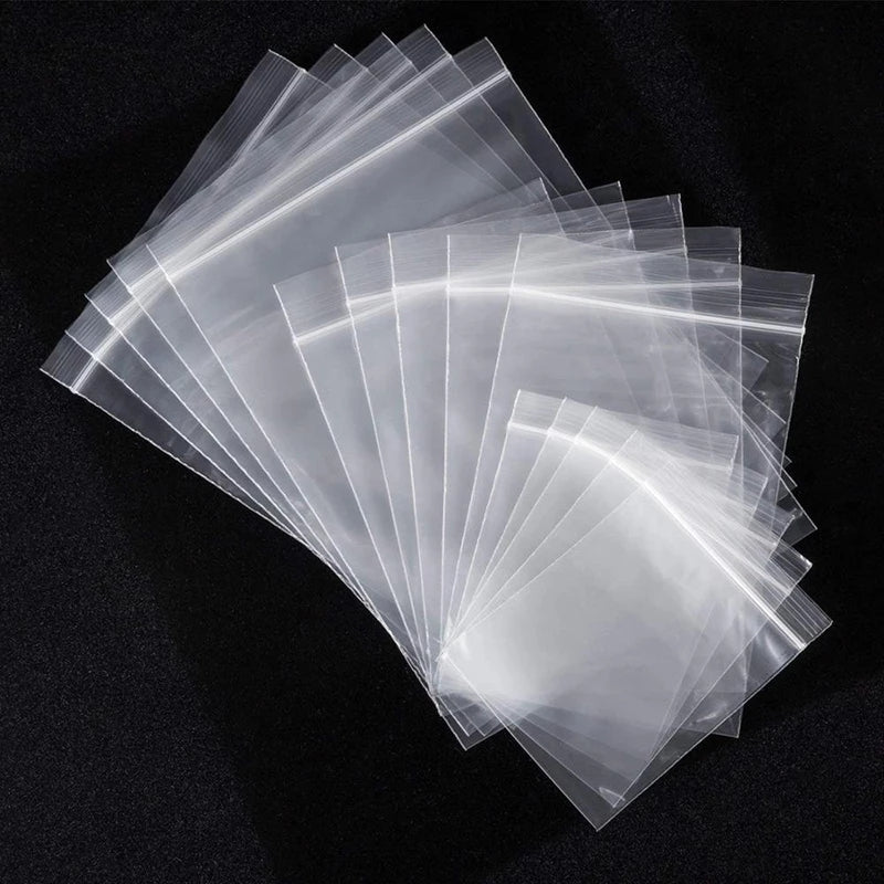 100pcs-Lot Plastic Zip Poly Bags 10 Silk Mil Clear Poly Zipper Bags Resealable Zip Storage Plastic Baggies Suitable for Jewelry Candy Coin G