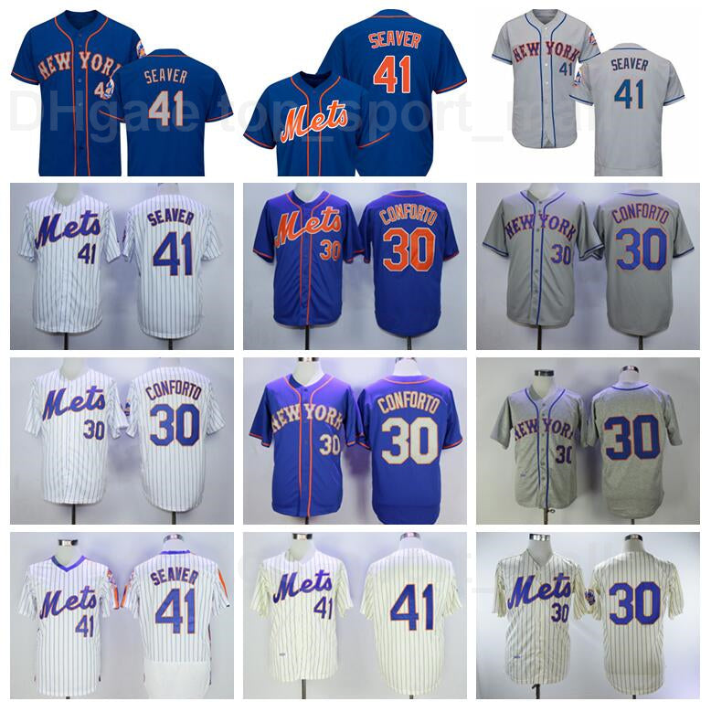 Men Retror 1983 1985 1986 Vintage Baseball 41 Tom Seaver Jersey 30 Ryder Ryan Team Cooperstown Flexbase Cool Base Pullover Pinstripe Retire