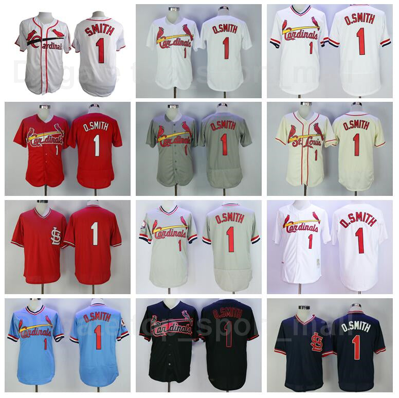 Men Retror 1985 1992 Vintage Baseball 1 Ozzie Smith Jersey Team All Stitched Cooperstown Pullover Retire Flexbase Cool Base Good Quality