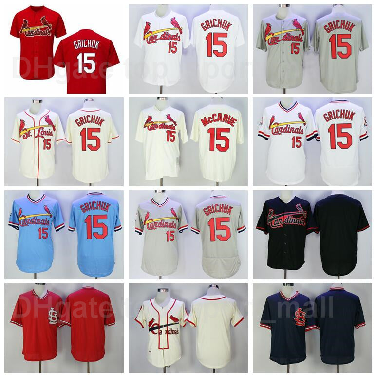 Retror 1967 1985 Vintage Baseball 15 Randal Grichuk Jersey Pullover Retire Red White Grey Blue Beige Team Flexbase Cool Base Cooperstown