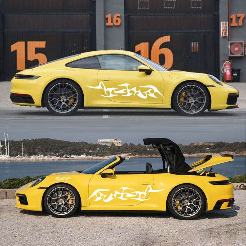 2PCS-SET Flame Racing Sticker Bumper Hood Cover Body Decals