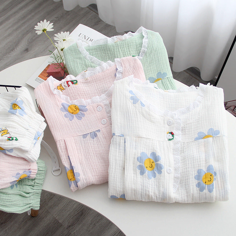 2021 Cotton Maternity Spring and Summer New Women&#039;s Home Service Pregnant Women Large Breastfeeding Cute Flower Sleepwear Set Ni25