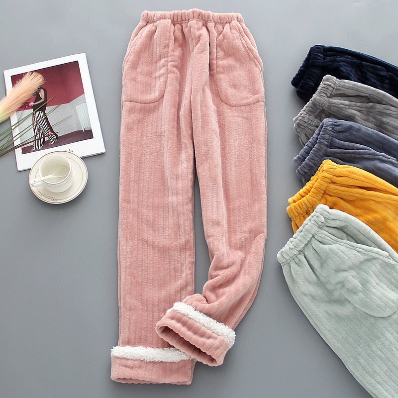 2021 New Women&#039;s Autumn and Winter Household Thick Coral Veet Plus Size Trousers Casual Pants Pajamas Women Rxym