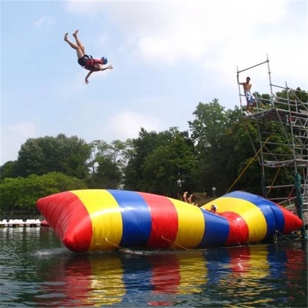 Newest Outdoor Games customized 8x3m Inflatable Water Blob Jump Pillow sports Jumping Bag Trampoline Catapult summer entertainment equipment