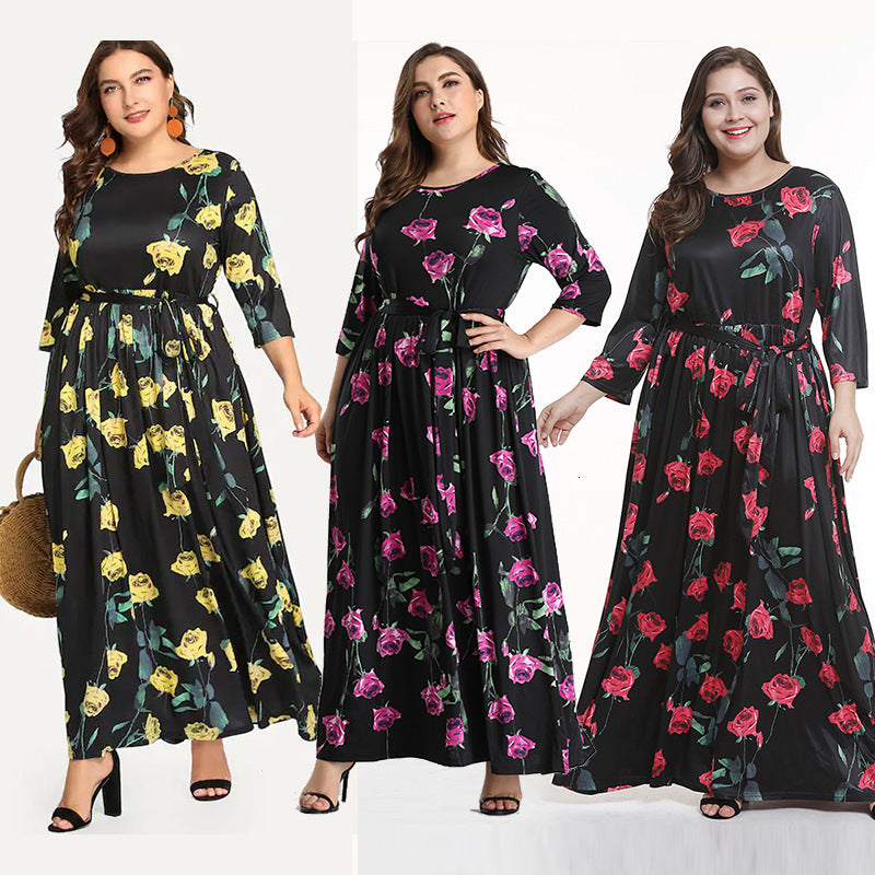 2021 New 188641 Plus Big Size Female Floor Long a Black Young Age Good Rose l xl xxl 3xl Fat Office Wear Lady Set Women Suits Rmq9