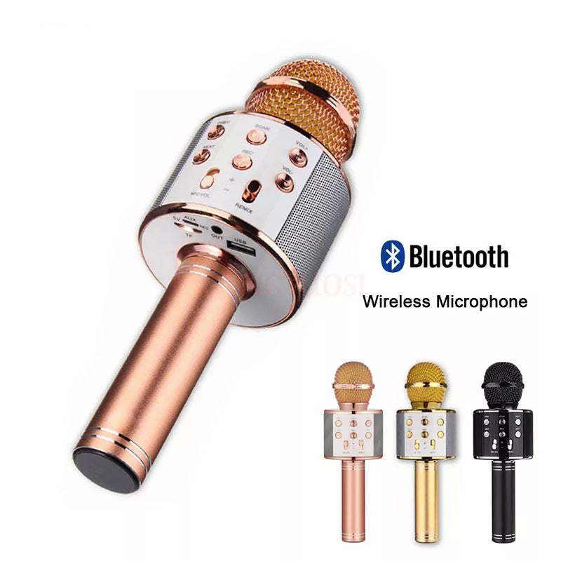 Professional Wireless Speaker Microphone Portable Karaoke Handheld Hifi Bluetooth Player WS858 Singing Recorder KTV WS 858
