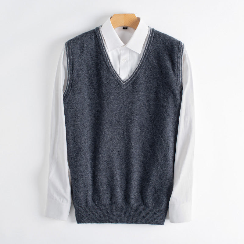 2021 Man Vest 100% Cashmere Knitting Pullovers V-neck Sleeveless Winter 3colors Best Quality Sweaters Male Clothes 9m62