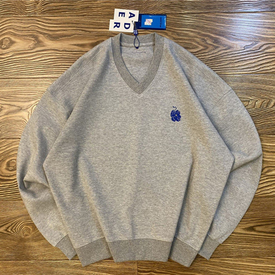 2021 New V-neck Adererror Sweatshirts Men Women Streetwear Embroidery Flowers Ader Error Crewneck Hoodie 67xv