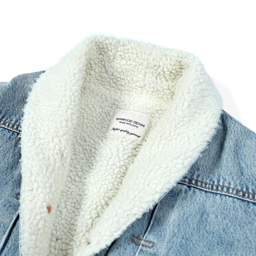2021 Winter New Faux Shearling Lined Denim Jacket Men Berber Fleece Inner Warm Coats Plus Size Shawl-collar Outerwear Zh68