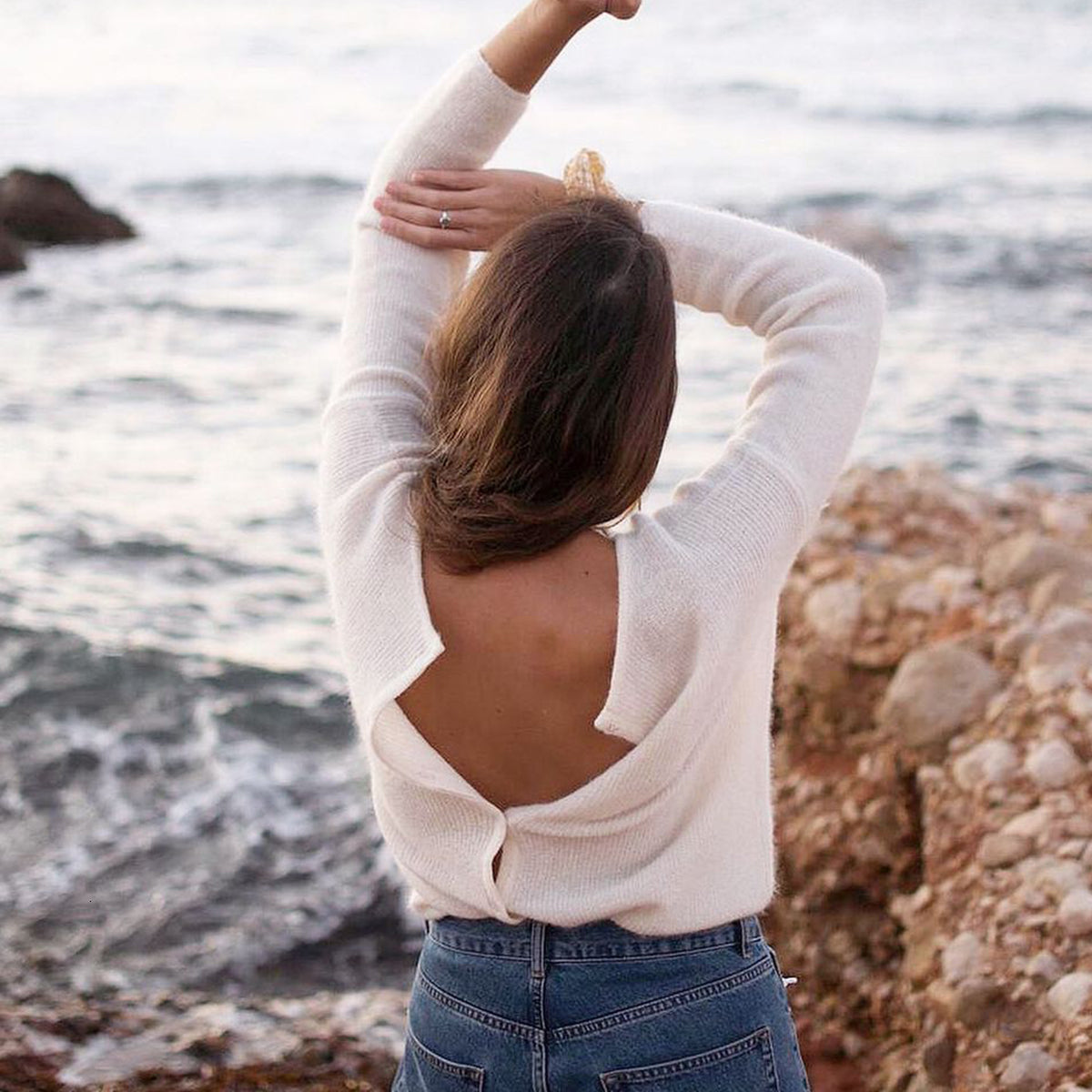 2021 New Gaspard Knitted Jumper Sweater Women Winter Autumn Long Sleeve Black Camel Vintage Cardigan Office Lady Casual Sweaters E5sv