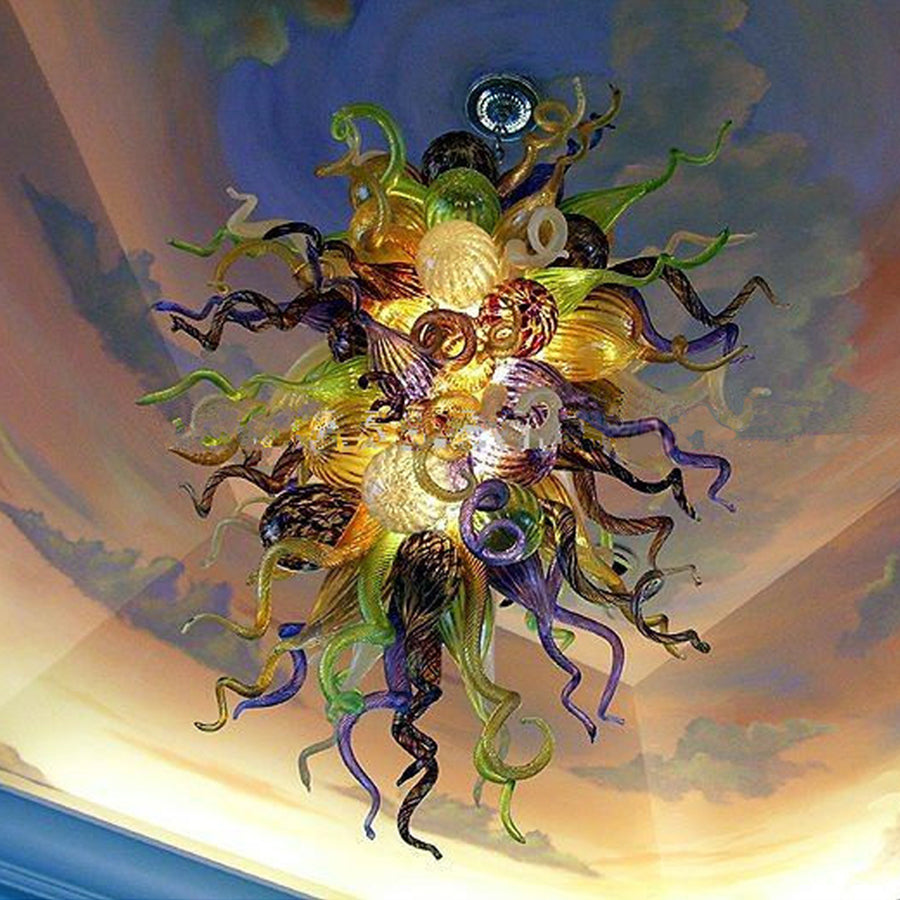GIRBAN Vintage Design Murano Glass Indoor Lighting Chandelier Lamps for Living Room High Hanging Home Art Decor LED Light Fixture