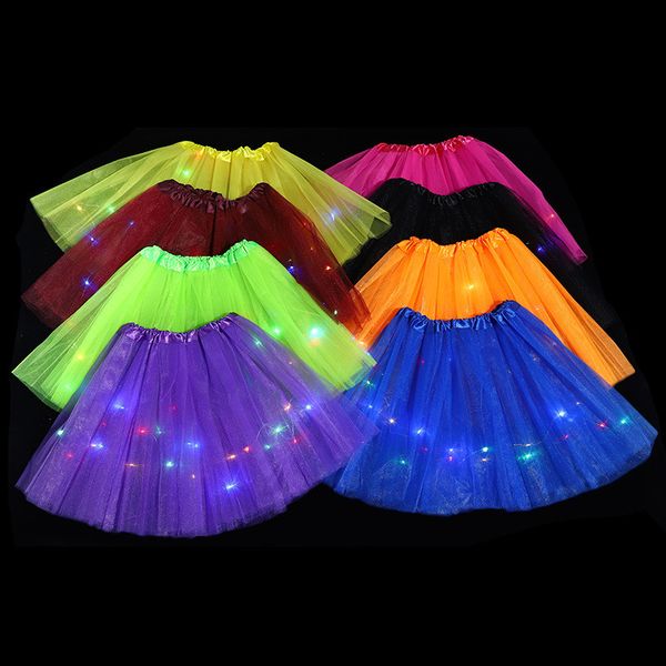 LED Skirt Glow Light Tutu Luminous Party Halloween Festival Wedding Birthday Christmas Tree Gift Xmas 2-8 Years Girls