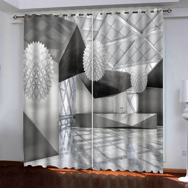 2021 Custom new design Blackout 3D Curtain Window Circle geometry Curtains For Living Room Bedroom Window Children&#039;s Curtain