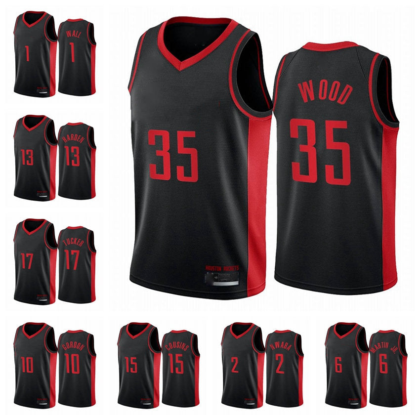 2020-21 Houston&#13;Rockets&#13;Men John Wall Christian Wood P.J. Tucker Eric Gordon Earned Edition Black Swingman Basketball Jersey 01