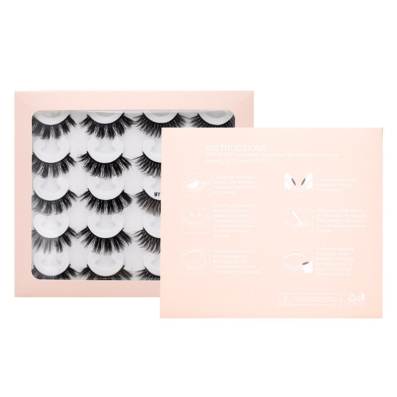 Natural Thick 10 Pairs Fake Lashes Set Soft & Vivid Curly 3D Mink False Eyelashes Hand Made Reusable Full Strip Lashes Eye Makeup DHL