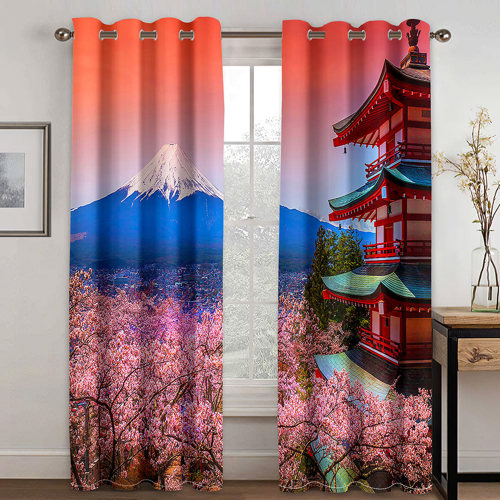 Japanese-style pink scenery curtains 3D Window Curtain For Living Room office Bedroom Decoration curtains