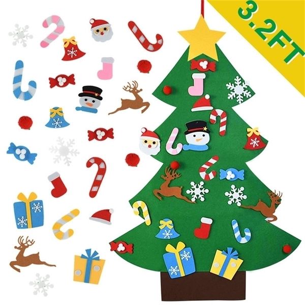 DIY Felt Christmas Tree with Ornaments Kids Gifts Xmas Tree Door Wall Hanging Decorations for Home Navidad Decor 2021 New Year 201017