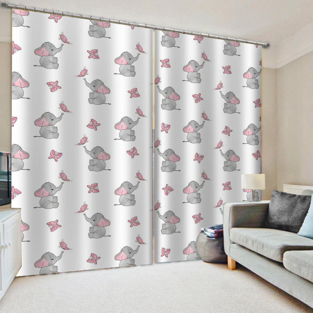 3D Blackout Curtain Elephant Photo Curtains For Living Room Bedroom Modern Kids Room Cortinas Drapes