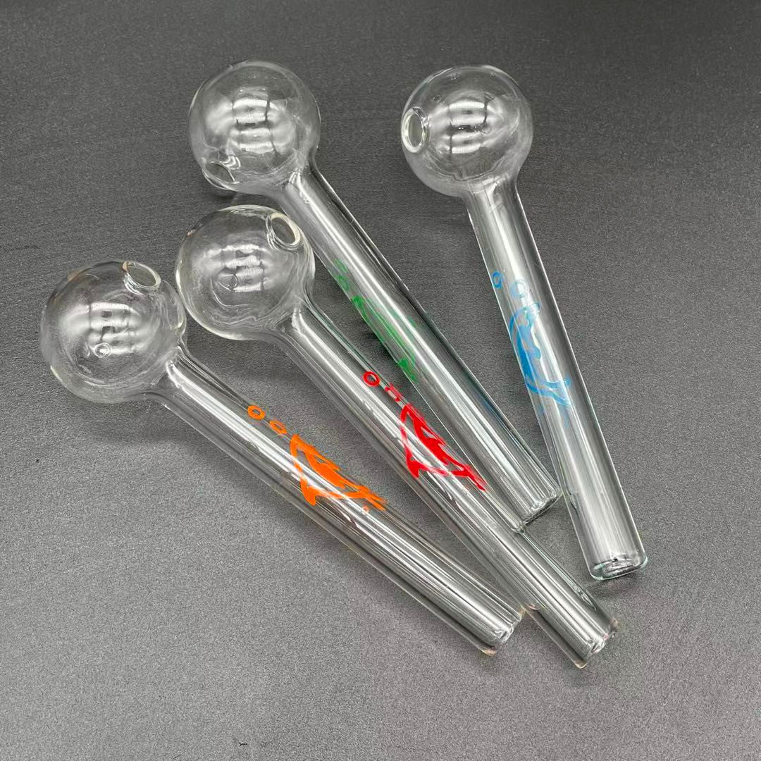 QBsomk Cheap Dolphin Logo glass oil burner pipes Colored Glass Water Pipe Bubbler Pyrex Oil Burner Glass Pipe Smoking Water Hand Pipe Tobacc