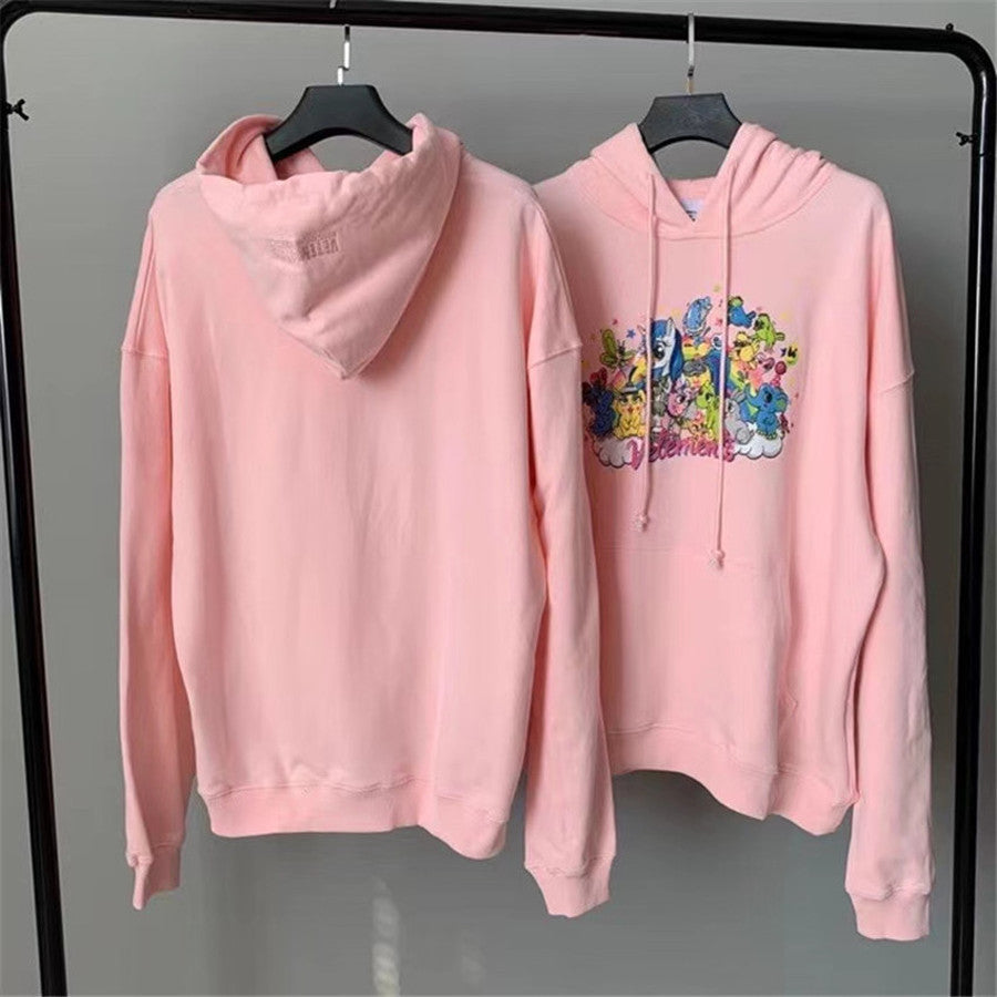 2021 New Cartoon Anime Graphics Printing Pullovers Men Women Casual Loose Pink Vetements Hoodie Back Embroidery Vtm Sweatshirts Ihi4