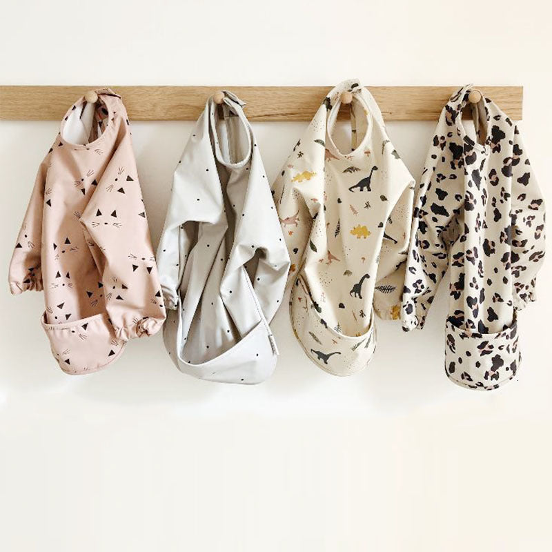 2021 Baby Kids Toddler Long Sleeve Scarf Waterproof Art Smock Feeding Bib Apron Pocket Infant Boys Girls Burp Cloth Banana Bibs New 168b