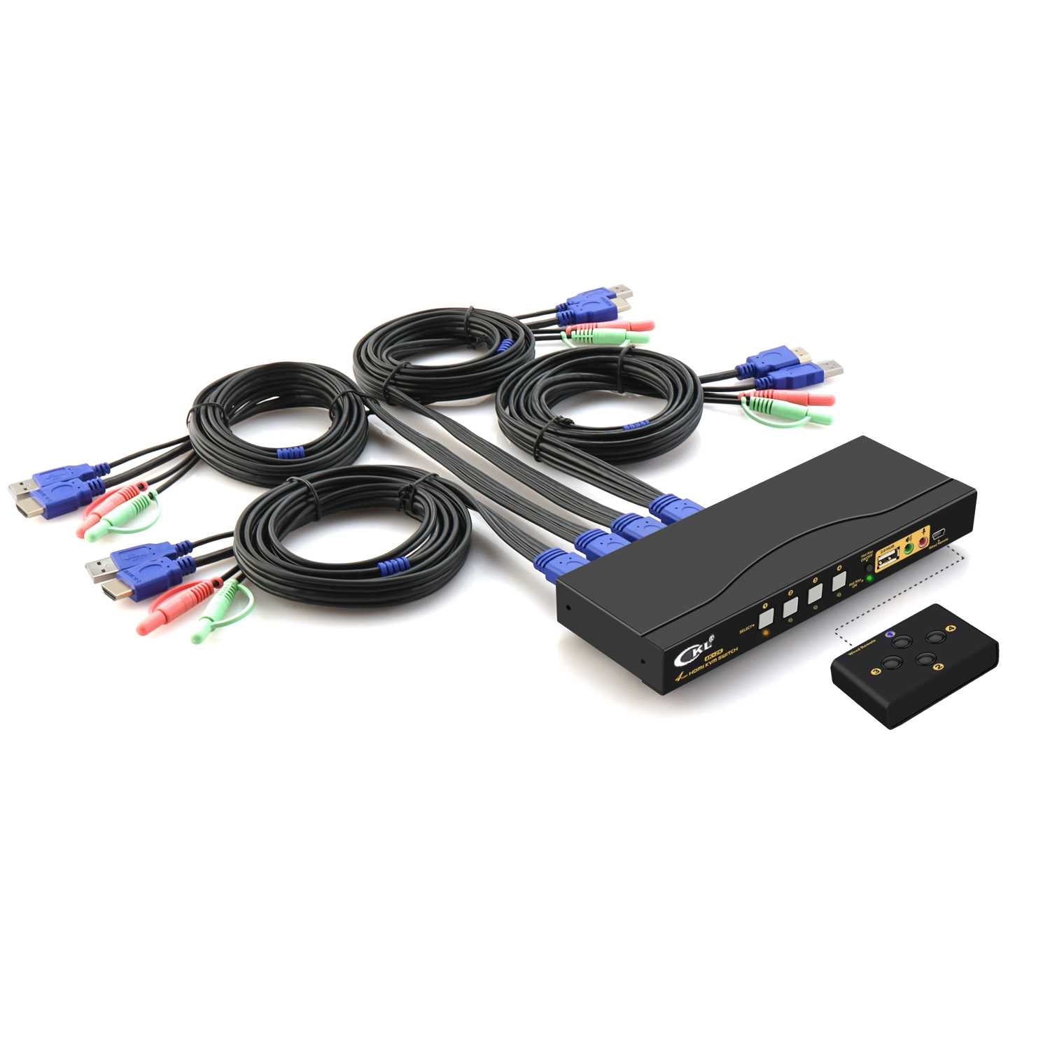 HDMI KVM Switch 4 Port HDMI1.4 Protocoll-4K@30HZ USB KVM Switch HDMI 4 in 1 Out, PC Monitor Keyboard Mouse Switcher,