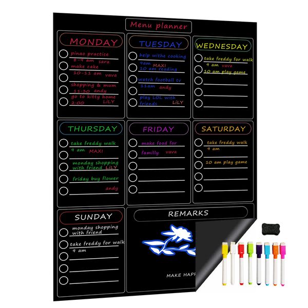 Magnetic Weekly Planner Whiteboard Fridge Office Wet wipe Refrigerator whiteboard Calendar Family Meal Planner Memo Board 210312