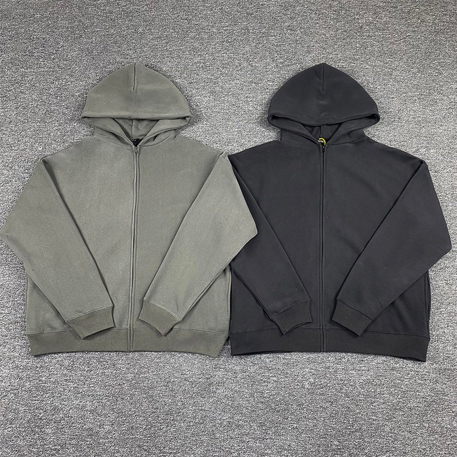 2021 New Heavy Fabric Solid Color Kanye West Season 6 Zip Hoodie Men Women 1:1 Best Quality Casual Loose Gray Sweatshirts Sc6b