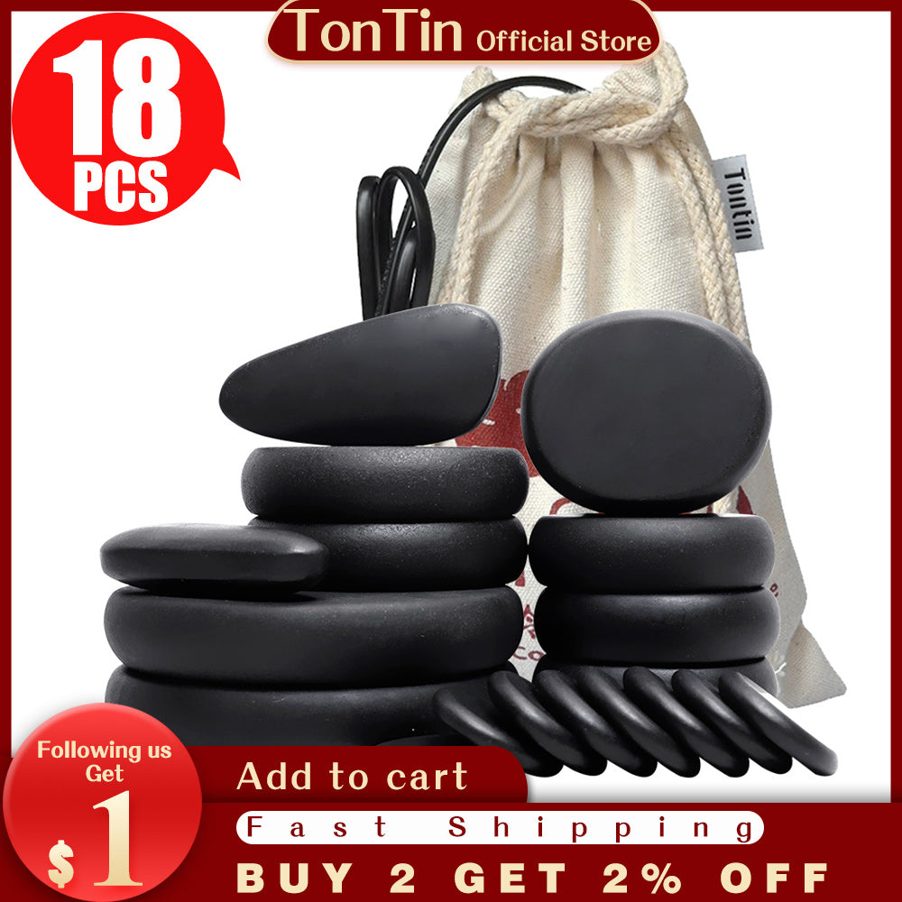 18pcs-set Hot Massage Energy Body Basalt Stone set Beauty Salon SPA with Thick Canvas healthcare back pain relieve massage set